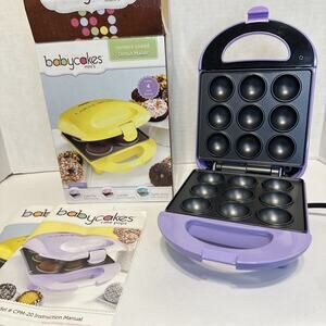 Babycakes Mini Donut Maker Purple DNM-30 Non-Stick 4-Donut Baker Open Box